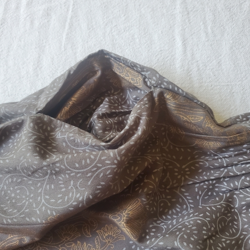 Melange Lifestyle Blue Gold Block Print Viscose Maxi Dress Tassel Pockets XL - Picture 9 of 13